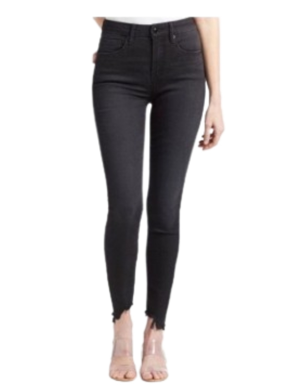 Ms. Cello Black High-Rise Frayed Hem Skinny Jeans Sz 14